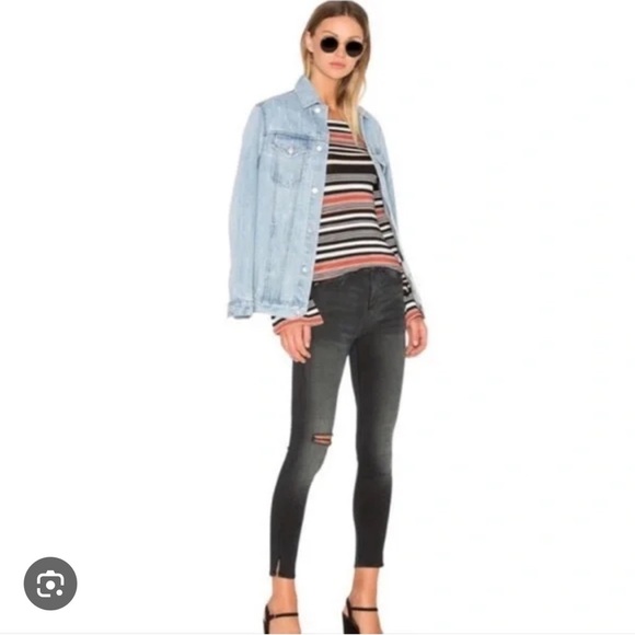 NWT Rag & Bone 10in Capri with Slit Distressed Faded Skinny Jeans Size 31 - Picture 2 of 12